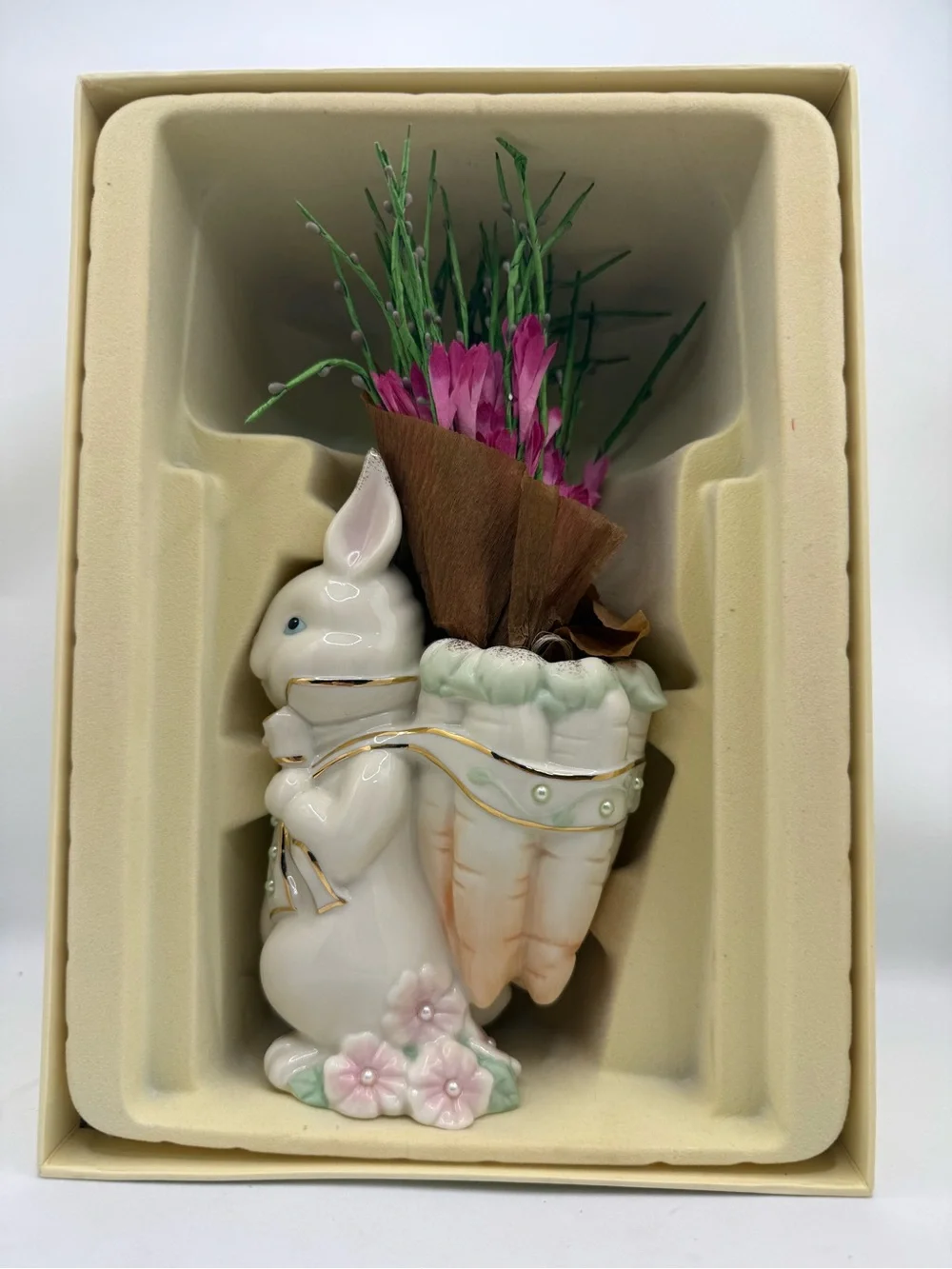 Vintage Lenox Petals & Pearls Vase-Bud/Rabbit/Figural - 6 1/4